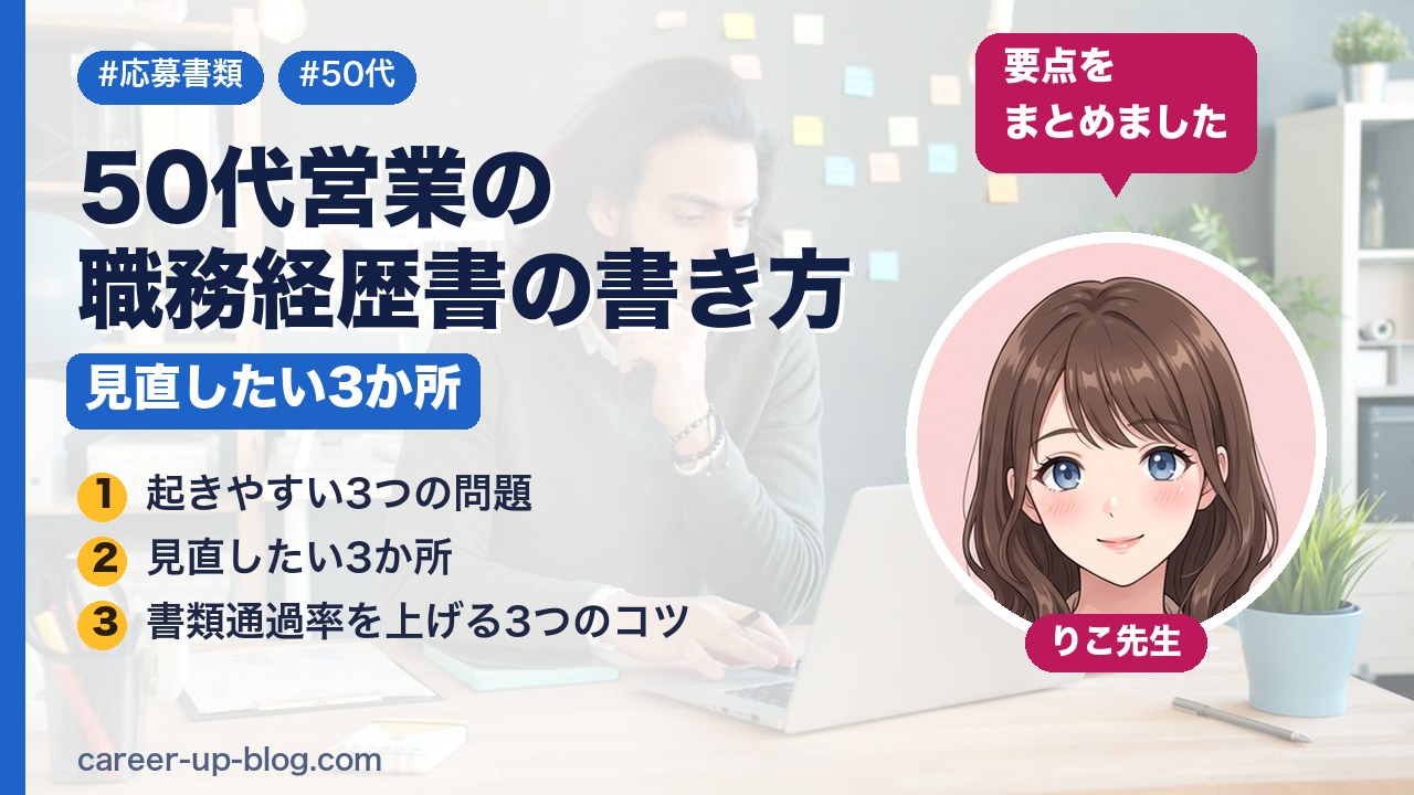 50代営業の職務経歴書の書き方｜見直したい3か所