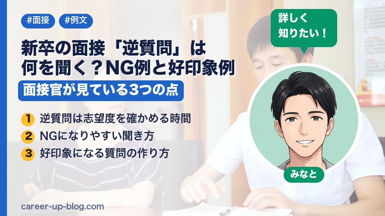 新卒の面接「逆質問」は何を聞く？NG例と好印象例