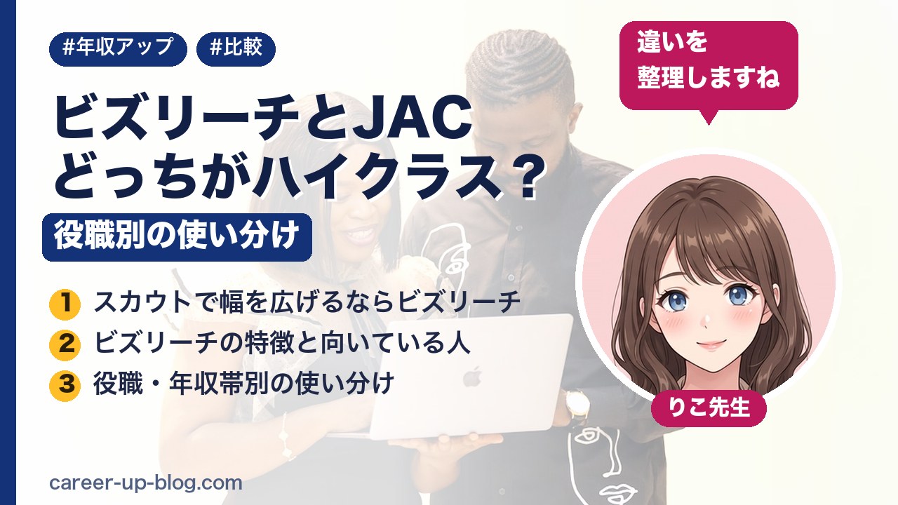 ビズリーチとJACリクルートメントどっちがハイクラス？役職別の使い分け